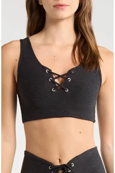 Year Of Ours Stretch Football Bra In Heather Black