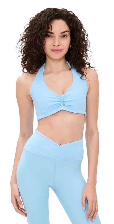 Year Of Ours Stretch Halter Sports Bra Sky In Black