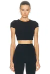 Year Of Ours Studio Cropped Active Tee In Black