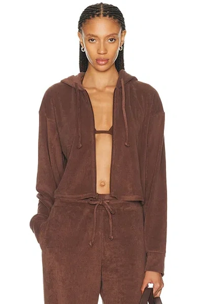 Year Of Ours Terry Classic Zip Up Jacket In Brown