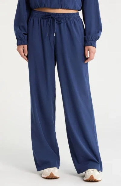 Year Of Ours The Essential Drawstring Wide Leg Pants In Blue