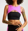 Year Of Ours Thermal Cut Out Bra In Black/rose Violet In Black