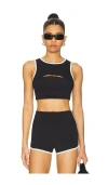 Year Of Ours Two Tone Black And White Cutout Sports Bra In Black