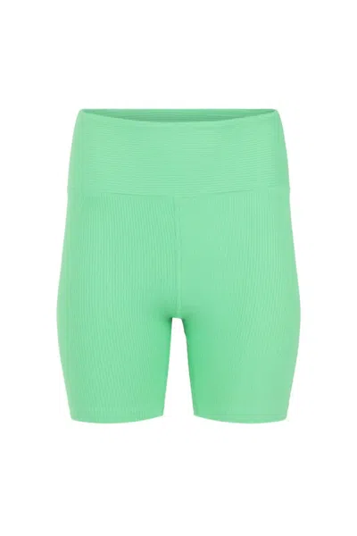 Year Of Ours Women's Ribbed High Biker Short In Watermelon Green In Multi