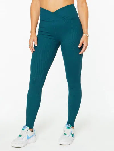 Year Of Ours Women's Ribbed Veronica Legging In Teal In Blue