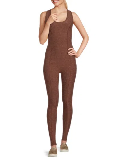 Year Of Ours Women's Scoopneck Active Jumpsuit In Red Rock