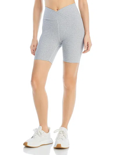 Year Of Ours Ribbed V Waist High Rise Biker Shorts In Grey