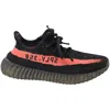 Yeezy Adidas  Boost 350 V2 In Red Primeknit Microfiber In Black