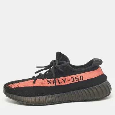 Pre-owned Yeezy Black Knit Fabric Boost 350 V2 Lace Up Sneakers 47 2/3