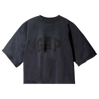 Pre-owned Yeezy Gap Engineered By Balenciaga Cropped Dove No Seam Tee 'washed Black'