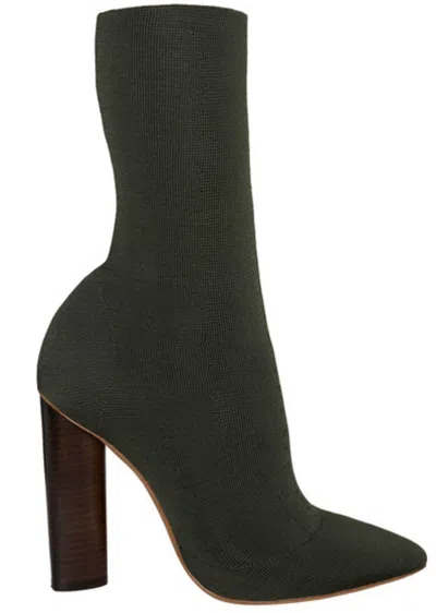Pre-owned Yeezy Knit Ankle Boot (women's) Sneakers In Military Dark