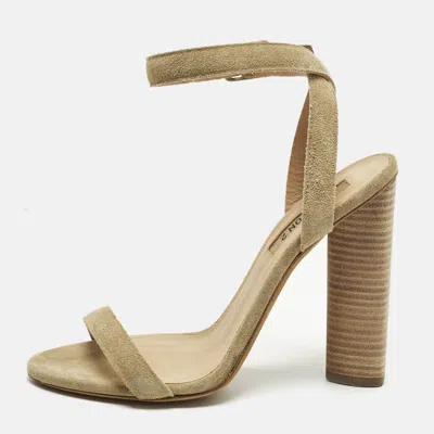 Pre-owned Yeezy Season 2 Size 37.5 Beige Suede Ankle Strap Sandals