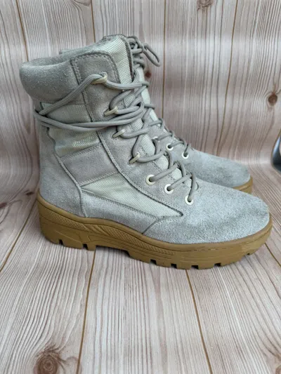 Pre-owned Yeezy Season 4 Military Combat Boots In Sand