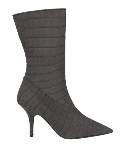 Yeezy Woman Ankle Boots Charcoal Size 6 Calfskin In Grey