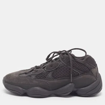 Pre-owned Yeezy X Adidas 500 Utility Size 38.5 Black Mesh And Suede Lace Up Sneakers