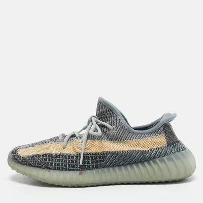 Pre-owned Yeezy X Adidas Adidas X Yeezy Boost 350 V2 Ash Blue/grey Knit Fabric Lace Up Sneakers Size 44 2/3 In Gray