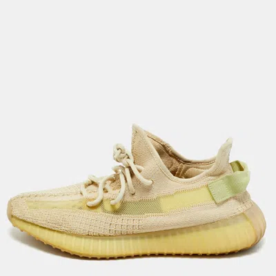 Pre-owned Yeezy X Adidas Beige Cotton Knit Boost 350 V2 Sneakers Size 42 In Sand