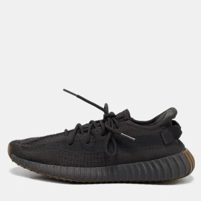 Pre-owned Yeezy X Adidas Black Knit Fabric Boost 350 Pirate Black Sneakers Size 45 2/3
