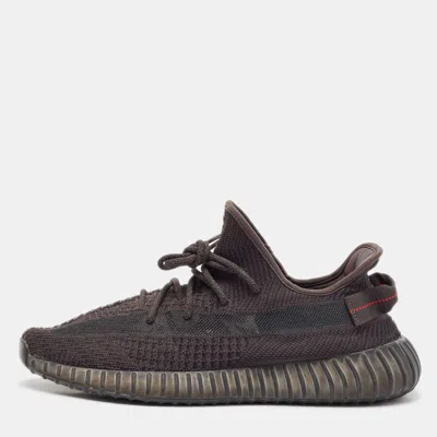 Pre-owned Yeezy X Adidas Black Knit Fabric Boost 350 Pirate Black Sneakers Size 46 2/3