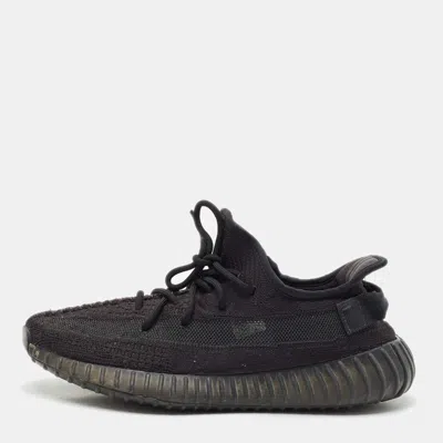 Pre-owned Yeezy X Adidas Black Knit Fabric Boost 350 V2 Black Cinder Low Top Sneakers Size 43 1/3
