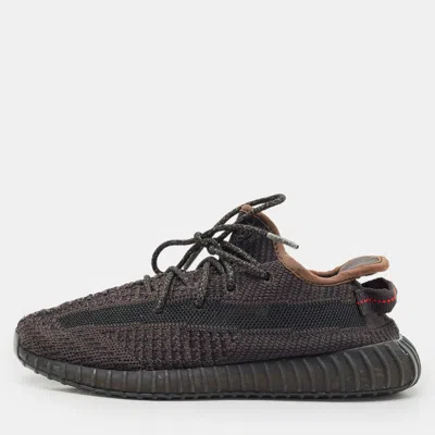 Pre-owned Yeezy X Adidas Black Knit Fabric Boost 350 V2 Black Non-reflective Sneakers Size 34