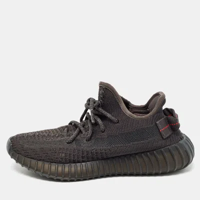 Pre-owned Yeezy X Adidas Black Knit Fabric Boost 350 V2 Black Non-reflective Sneakers Size 36 2/3