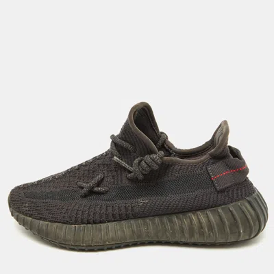 Pre-owned Yeezy X Adidas Black Knit Fabric Boost 350 V2 Black Non-reflective Sneakers Size 37 1/3