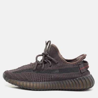 Pre-owned Yeezy X Adidas Black Knit Fabric Boost 350 V2 Black Non-reflective Sneakers Size 38 2/3