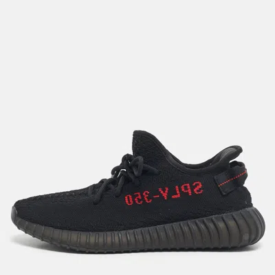 Pre-owned Yeezy X Adidas Black Knit Fabric Boost 350 V2 Bred Sneakers Size 43 1/3