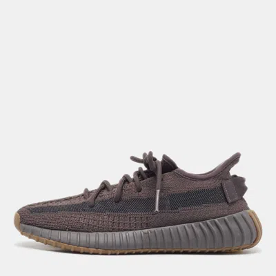 Pre-owned Yeezy X Adidas Black Knit Fabric Boost 350 V2 Cinder Non Reflective Sneakers Size 39 1/3