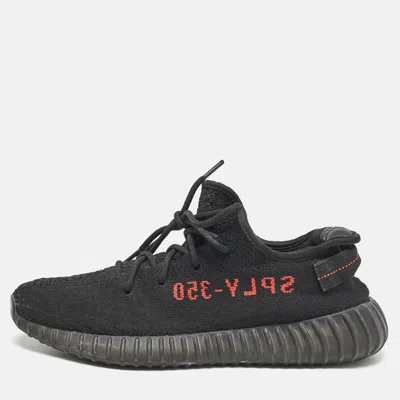 Pre-owned Yeezy X Adidas Black Knit Fabric Boost 350 V2 Low Top Sneakers Size 45 1/3