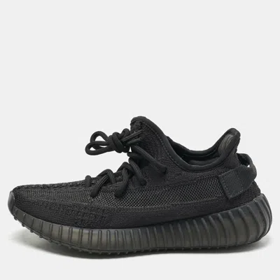 Pre-owned Yeezy X Adidas Black Knit Fabric Boost 350 V2 Onyx Sneakers Size 36 2/3