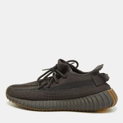 Pre-owned Yeezy X Adidas Black Knit Fabric Boost 350 V2 Sneakers Size 38.5 In Grey