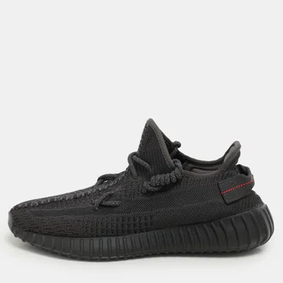 Pre-owned Yeezy X Adidas Black Knit Fabric Boost 350 V2 "static Black" Low Top Sneakers Size 41 1/3