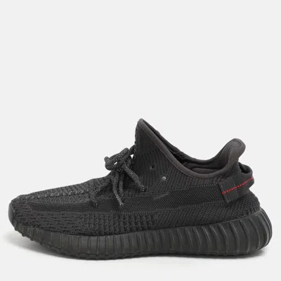 Pre-owned Yeezy X Adidas Black Knit Fabric Boost 350 V2 Static Black Sneakers 42