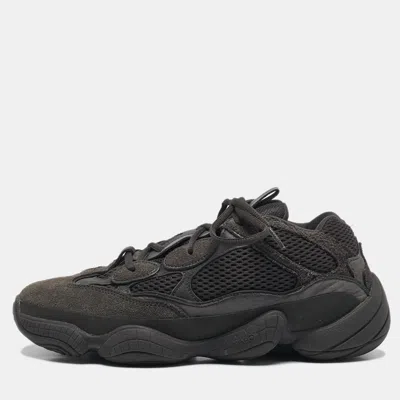 Pre-owned Yeezy X Adidas Black Mesh Suede And Leather 500 Utility Black Sneakers Size 43 1/3