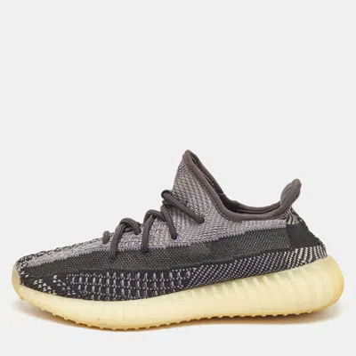 Pre-owned Yeezy X Adidas Black/blue Knit Fabric Boost 350 V2 Carbon Sneakers Size 39 1/3