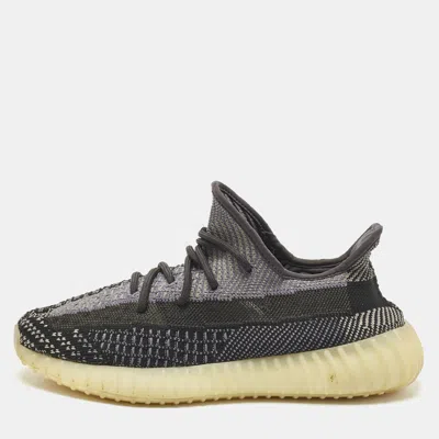 Pre-owned Yeezy X Adidas Black/blue Knit Fabric Boost 350 V2 Carbon Sneakers Size 42