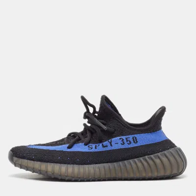 Pre-owned Yeezy X Adidas Black/blue Knit Fabric Boost 350 V2 Dazzling Blue Sneakers Size 38 2/3
