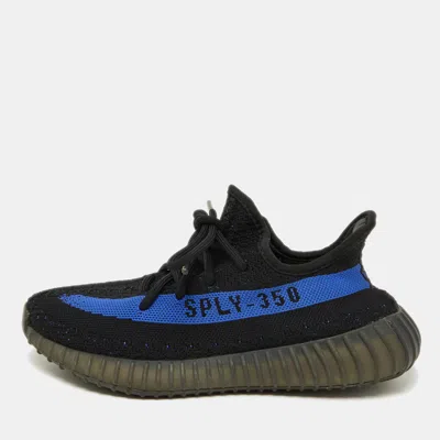 Pre-owned Yeezy X Adidas Black/blue Knit Fabric Boost 350 V2 Dazzling Blue Sneakers Size 38 2/3