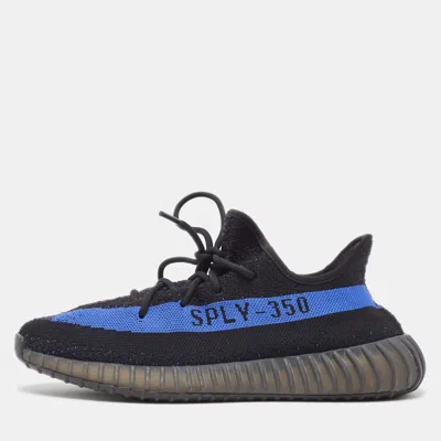 Pre-owned Yeezy X Adidas Black/blue Knit Fabric Boost 350 V2vdazzling Blue Sneakers Size 44 2/3