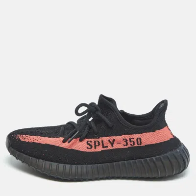 Pre-owned Yeezy X Adidas Black/red Knit Fabric Boost 350 V2 Core Black Red Sneakers Size 44