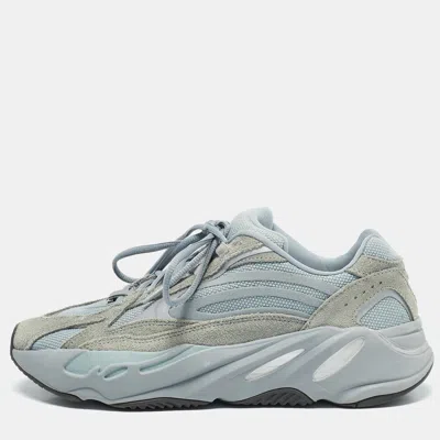 Pre-owned Yeezy X Adidas Blue Canvas And Suede Boost 700 V2 Hospital Blue Sneakers Size 42.5