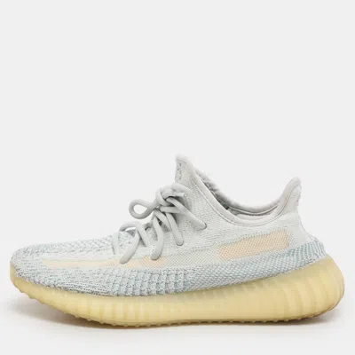 Pre-owned Yeezy X Adidas Blue Knit Fabric Boost 350 V2 'cloud White' Low Top Sneakers Size 38 2/3