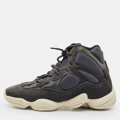 Pre-owned Yeezy X Adidas Blue/grey Neoprene And Suede 500 High Slate Sneakers Size 44 2/3