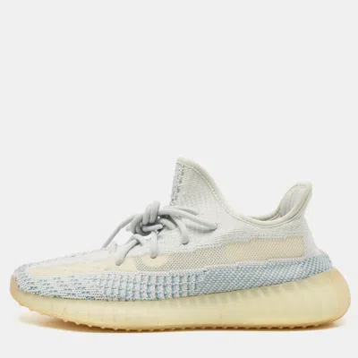 Pre-owned Yeezy X Adidas Blue/white Knit Fabric Boost 350 V2 Cloud White Non-reflective Sneakers 39 1/3