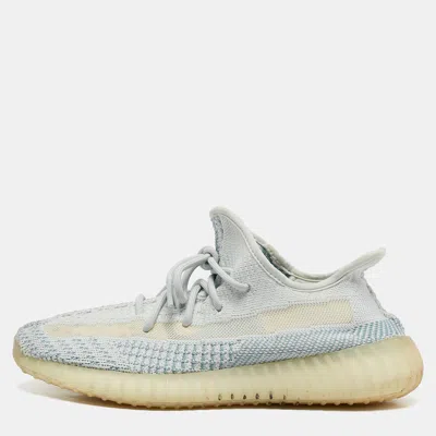 Pre-owned Yeezy X Adidas Blue/white Knit Fabric Boost 350 V2 Cloud White Non-reflective Sneakers 41 1/2