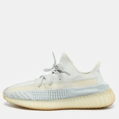 Pre-owned Yeezy X Adidas Blue/white Knit Fabric Boost 350 V2 Cloud White (non-reflective) Sneakers 43 1/3