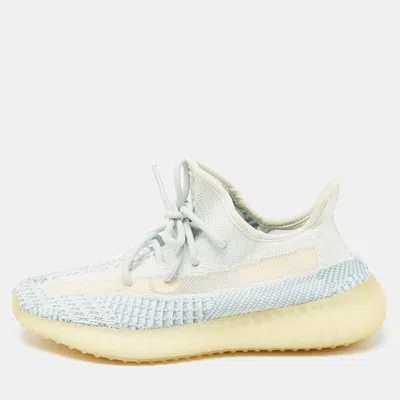 Pre-owned Yeezy X Adidas Blue/white Knit Fabric Boost 350 V2 Cloud White Trainers Size 38 2/3