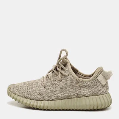 Pre-owned Yeezy X Adidas Boost 350 Size 38.5 Moonrock Knit Fabric Lace Up Sneakers In Sand